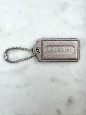 COACH Vintage Metallic Leather Hang Tag, Silver Gold